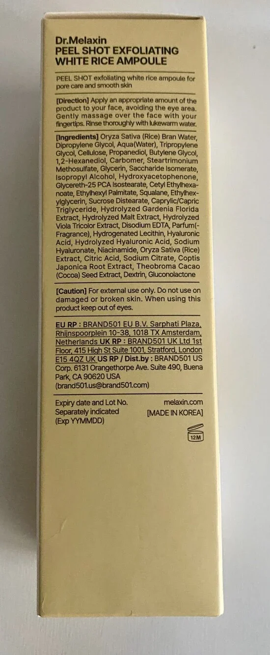 Dr. Melaxin Peel Shot Exfoliating White Rice Ampoule 80ml New Exp 09/2028
